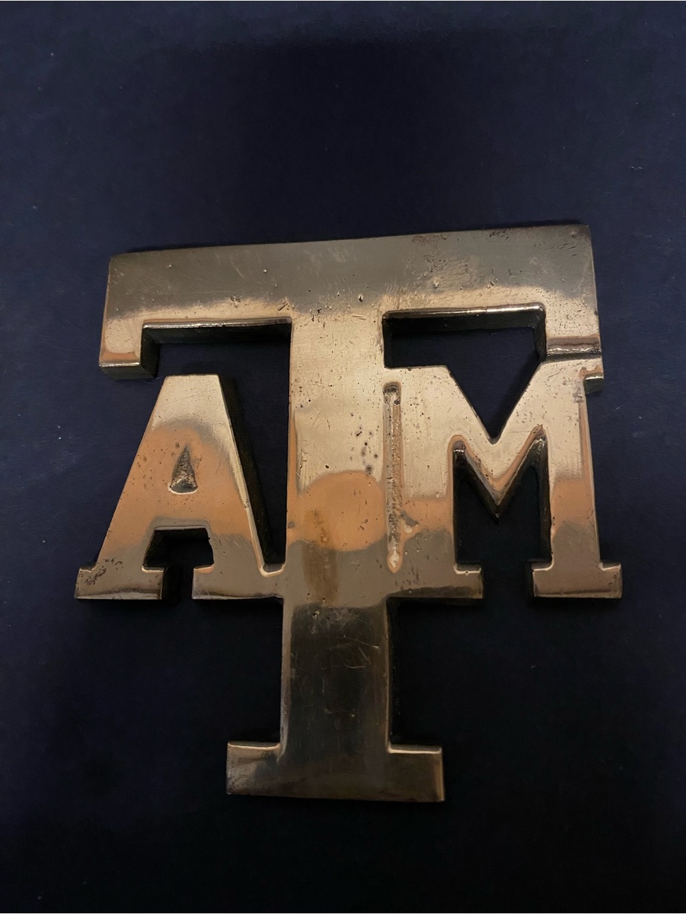 Rare vintage ATM desk brass paperweight, class of ATM Aggies